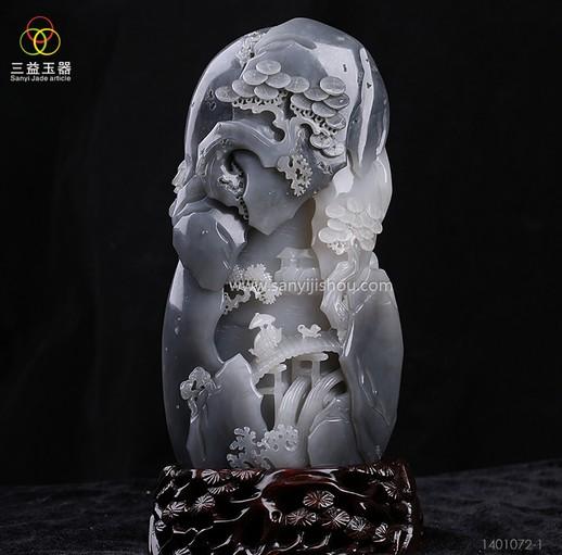 青花山水摆件，